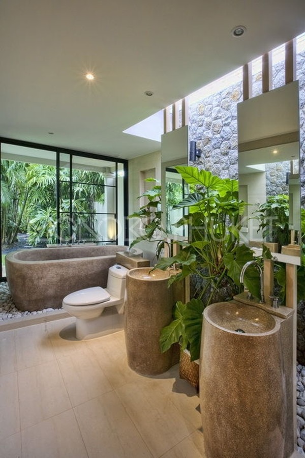 bathroom tropical decor bathrooms decorating spa toilet bath theme outdoor bathtub natural amazing floor tub nature inspiration earthy decoration inspired